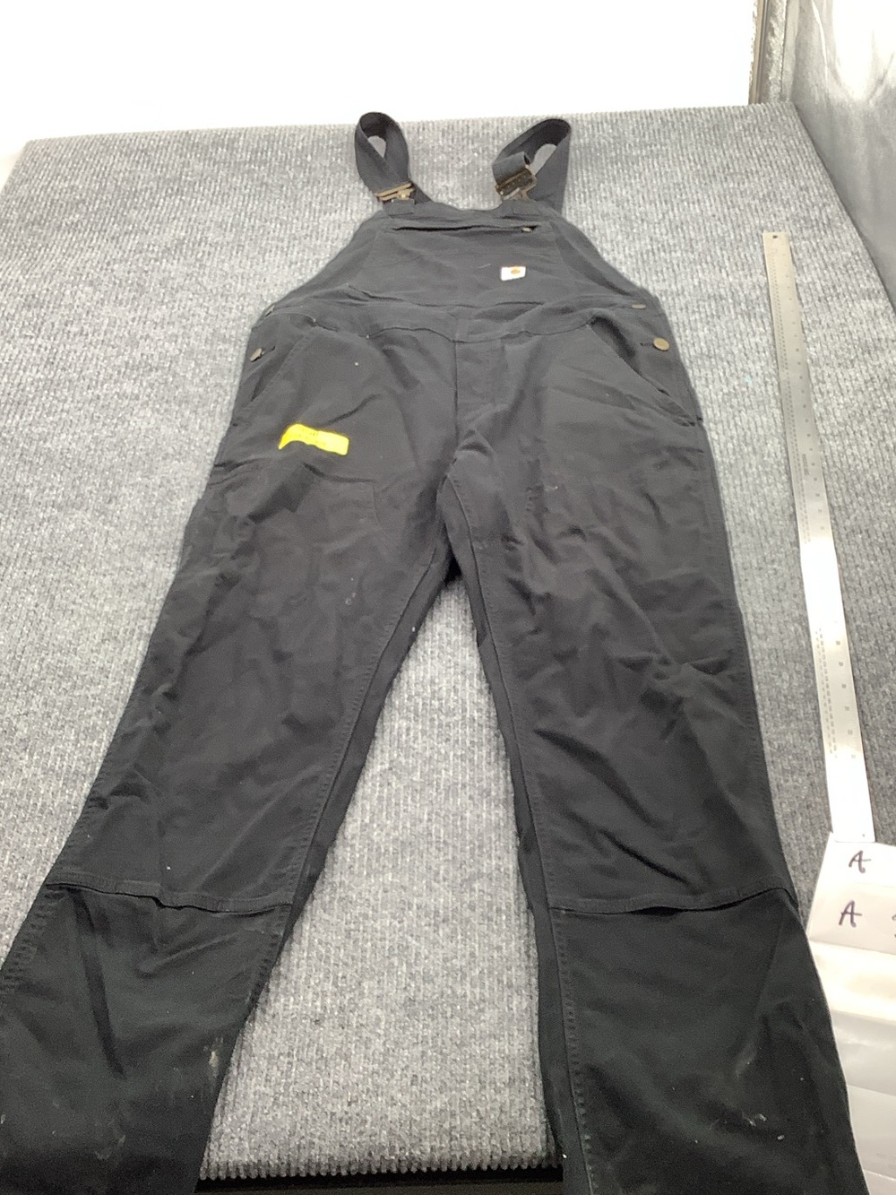 Carhartt Black Men's Bib Overalls with Yellow Tool Loop